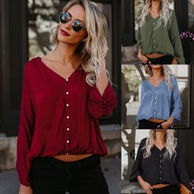 Womens Blouse Long Sleeve Ladies T Shirt Loose Casual Tops Plus Size - £23.58 GBP