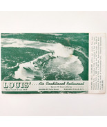 1940s Louis Restaurant Niagara Falls New York Advertisement Card Waterfa... - $41.35 CAD