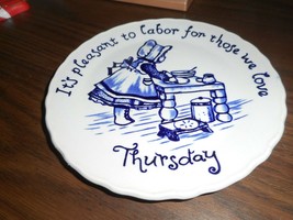 Crownford China Staffordshire England Wall Plaque Blue &amp; White Vintage/THURSDAY - £9.43 GBP