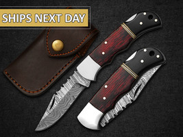 custom  Damascus Pocket Folding Knife, Custom Pocket Fold Knife, Groomsmen gift, - £66.77 GBP