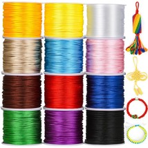12 Rolls Nylon String For Bracelets, Satin Rattail Silk Cord Silky Beading Strin - £22.72 GBP