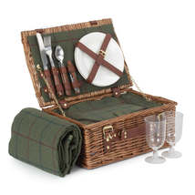 2 Person Green Tweed Classic Picnic Basket - £48.76 GBP