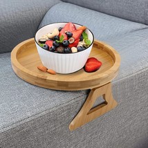 Bamboo Sofa Arm Tray Table,Foldable Sofa Armrest Clip-On Tray for Small - £26.33 GBP