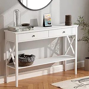 47&quot; Console Table With Drawers, Narrow Wood Accent Sofa Table Entryway T... - $240.99