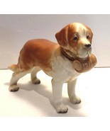 Lefton Saint Bernard Dog Figurine Statue 5&quot; Tall H3679 Vintage Barrel On... - $27.28 CAD