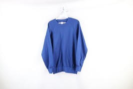 Vintage 90s Streetwear Mens Size Medium Blank Crewneck Sweatshirt Blue USA - £34.92 GBP