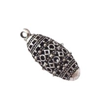 2 Antiqued Dark Patina Tibetan Silver Hollow 19mm Oval Charms Drop Dangle Beads - £3.15 GBP