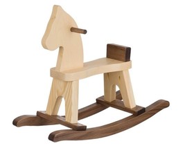 Toddler Rocking Horse, Natural &amp; Walnut - Amish Handcrafted - £153.46 GBP