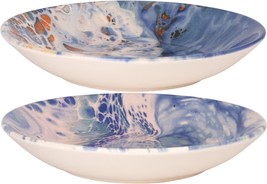 2 Assorted Blue Abstract Pasta Bowls Made in Portugal Set of 6 - £63.25 GBP