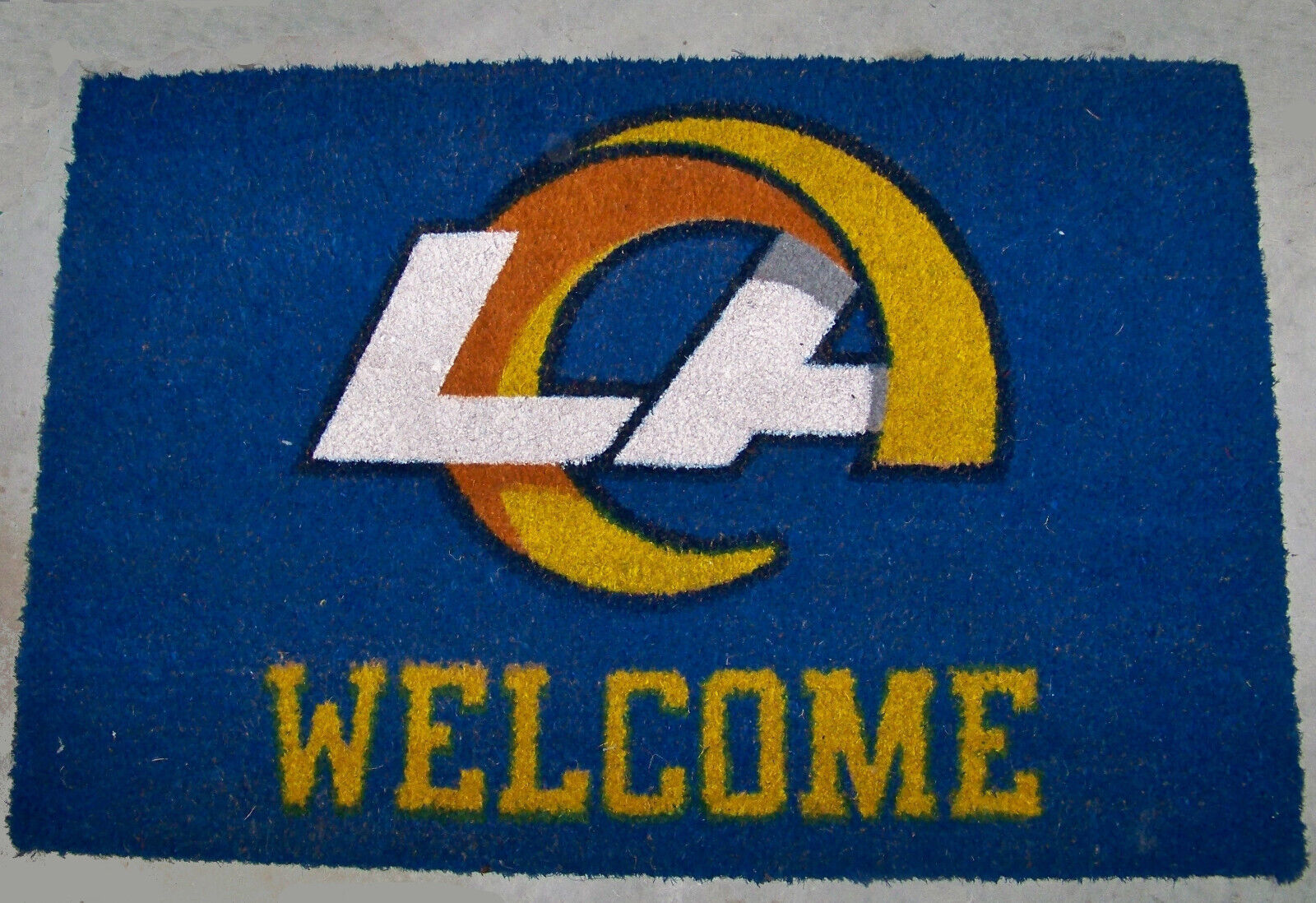 Los Angeles Rams NFL Full Color 23 x 25" Welcome Coir Door Mat Rug Blue - £30.29 GBP