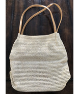 Womens Tan Woven Pocket Book Purse Handbag Spring Summer 12&quot; X 12&quot; Insid... - £6.22 GBP