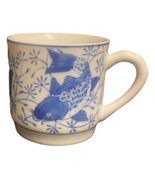 KOI FISH Cup Blue &amp; White Carp Ceramic Coffee Tea Cup - £9.34 GBP