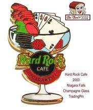 Hard Rock Cafe 2000 Niagara Falls Champagne Glass Trading Pin  - £11.67 GBP