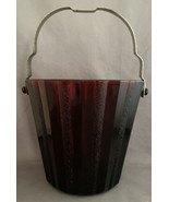 Vintage Anchor Hocking Dark Ruby Red Ice Bucket Detachable Silver Tone H... - $25.00