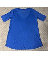 Lilly Pulitzer Blue Short Sleeve T-Shirt Women&#39;s Pima Cotton Size XS V-N... - $35.05 CAD