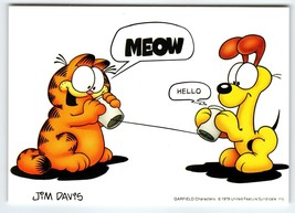 Garfield Postcard Meow + Friend Dog Odie Jim Davis Comic Orange Tabby Cat 1978 - £7.10 GBP