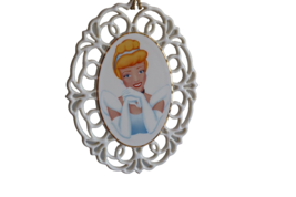 Disney Cinderella 50th Anniversary 1999 Ceramic Oval Ornate Ornament Lace 3.75" - $12.00