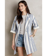 Anthropologie Elevenses Stripe Jacket Women Small North Channel Linen Co... - £26.26 GBP