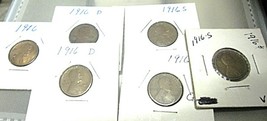 Lincoln Wheat Penny Lot of SIX 1916 PDS - £4.78 GBP