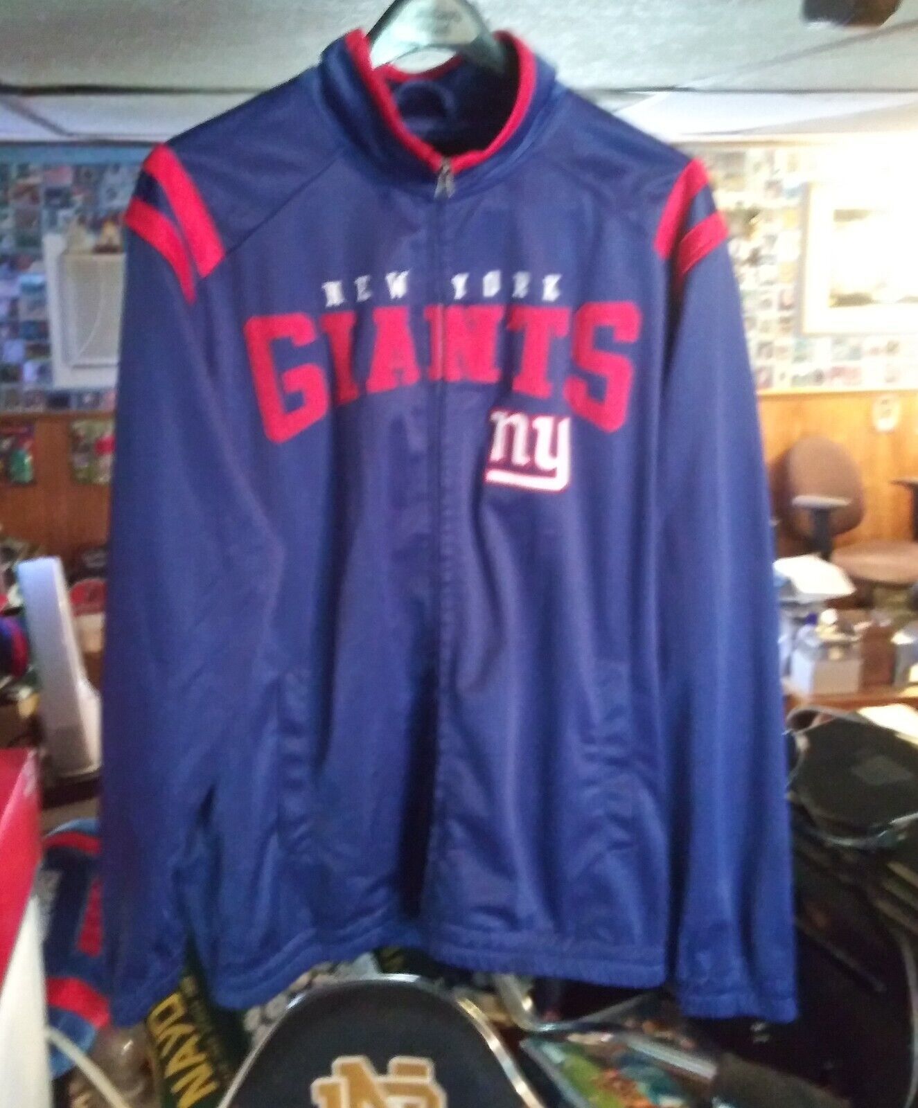 Primary image for NFL Apparel NY Giants Zip-Up Track Jacket Fleece Lined Size Large
