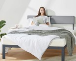Mellow Kera Metal Platform Bed With Angled Upholstered Headboard,, Bkt B... - £123.16 GBP