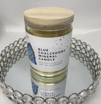 Summer &amp; Rose Blue Chalcedony Mineral Candle Soy Wax 14 oZ Roman Chamomile scent - £22.55 GBP