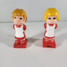 Tyco Super Blocks Figures 1990 2 Different Girl Figures with Painted on Aprons - £7.07 GBP