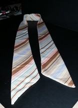 Vintage Ladies Brown Stripe Satin Tie or Belt - $6.99
