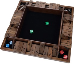 14 inch 4 Player Shut The Box Wooden Board Game Walnut Stain - £55.66 GBP