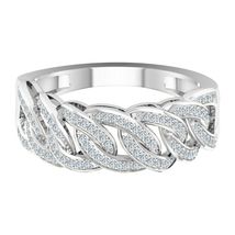 Men&#39;s 925 Sterling Silver Brilliant Diamond Cuban Link Style Ring Sizable 1/2CT - £99.34 GBP
