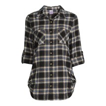 No Boundaries Women&#39;s Juniors 3/4 Sleeve Plaid Flannel Shirt Size X-Small XS 1 - £6.05 GBP