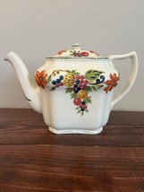 Steubenville Ivory Teapot Fruit Floral Harvest Drinkware Kitchen Vintage Home - £46.38 GBP