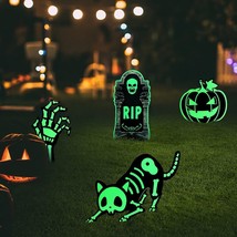 Halloween Decoration Outdoor 4 Pcs Luminous Yard Sign Halloween Yard Decorations - £13.95 GBP