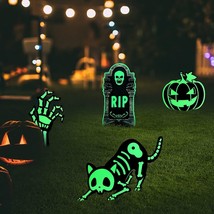 Halloween Decoration Outdoor 4 Pcs Luminous Yard Sign Halloween Yard Decorations - £13.79 GBP