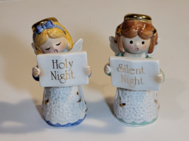 2 Napco Christmas Choir Angels Angel Figurines Silent Night, Holy Night 4&quot; - £46.58 GBP