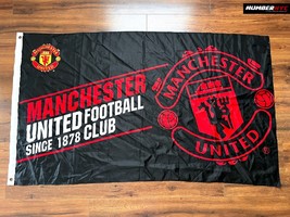 Manchester United Futbol Since 1878 Club Full Size Flag Banner 3x5 Black Red - £27.39 GBP