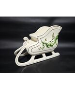 Santas Sleigh Ceramic Planter Vase FTD Holly with Gold Trim Xmas Décor - $34.63 CAD