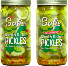 Safie Foods Hand-Packed Bread &amp; Butter Pickles, Variety 2-Pack, 26 oz. Jars - £31.61 GBP
