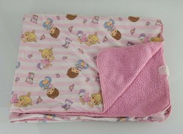 Precious Moments Pink White Stripe Baby Girl Blanket Owl Bird Flower Kid... - $69.29
