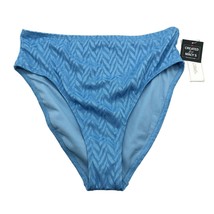 Salt + Cove Juniors&#39; High-Waist Bikini Bottoms Textured Chevron Blue L - £6.15 GBP