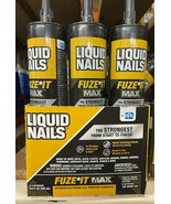 5 QTY Liquid Nails FUZE IT MAX 9 OZ Interior Exterior Construction Adhesive - £70.10 GBP