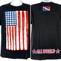 Baseball All World USA Bats Balls Stars Stripes USA Flag T-Shirt sz Medi... - £25.41 GBP