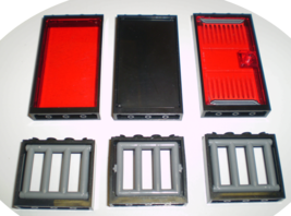 6 Used LEGO Dark Stone Windows &amp; Doors Translucent Red Pane 60596 - 60616  - £7.93 GBP