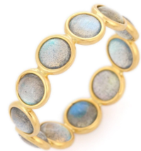 18k Solid Yellow Gold Labradorite Eternity Band Ring - £249.92 GBP