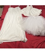 DB Studio 16W Wedding Dress Set w/ Crinoline &amp; Faux Fur Shawl Soft White - $80.00