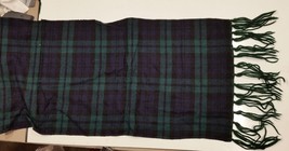 Vintage Plaid Wool Ladies Neck Scarf 60 inches long 5 inch fringe - $4.99