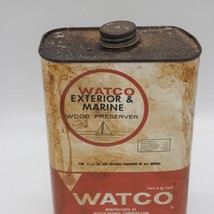 Watco Exterior &amp; Marine Wood Preserver Empty Tin Can Advertising Design - $9.94