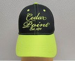 Cedar Point Baseball Hat Cap Strapback Hook &amp; Loop Black Neon Yellow Green - £12.60 GBP