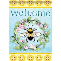 Bee Our Guest Spring Garden Flag - 2 Sided Message ,12&quot; x 18&quot; - £19.75 GBP