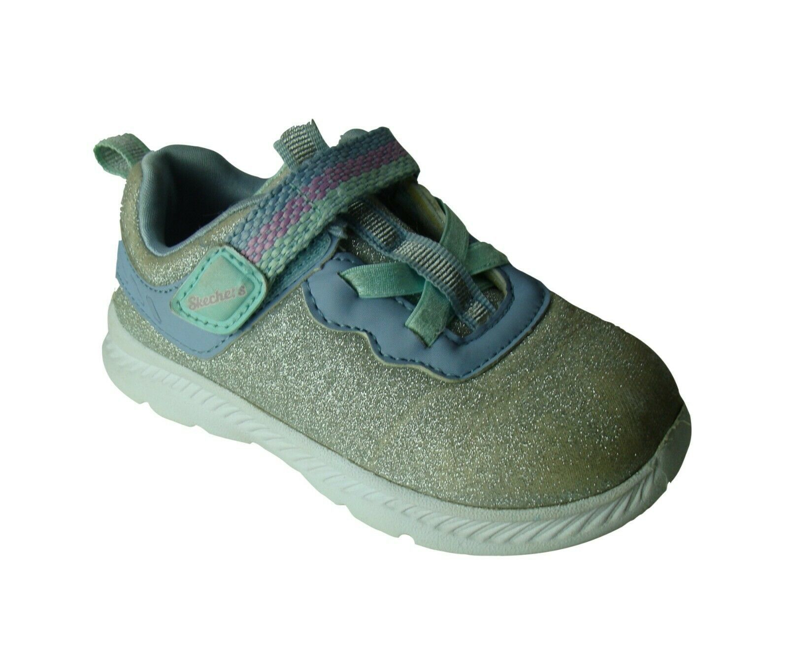 SKECHERS Kids Shoes Silver Sparkle Fabric Girls Size 7.5 - $13.49